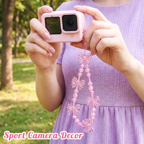 Neptniopllab Phone Charms-1PC Iridescent Pink Bead Bow Charm Strap Universal Cellphone Lanyard Smartphone Chain String Charm for Phone Case Women(Pink Bow,1PC) by Neptniopllab - Used condition - Image 6