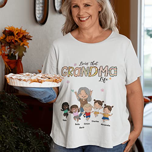 Gossby Personalized Grandma T-Shirts - Custom Gifts for Grandma Birthday, Mothers Day from Grandchildren with Names - 7 Sizes4