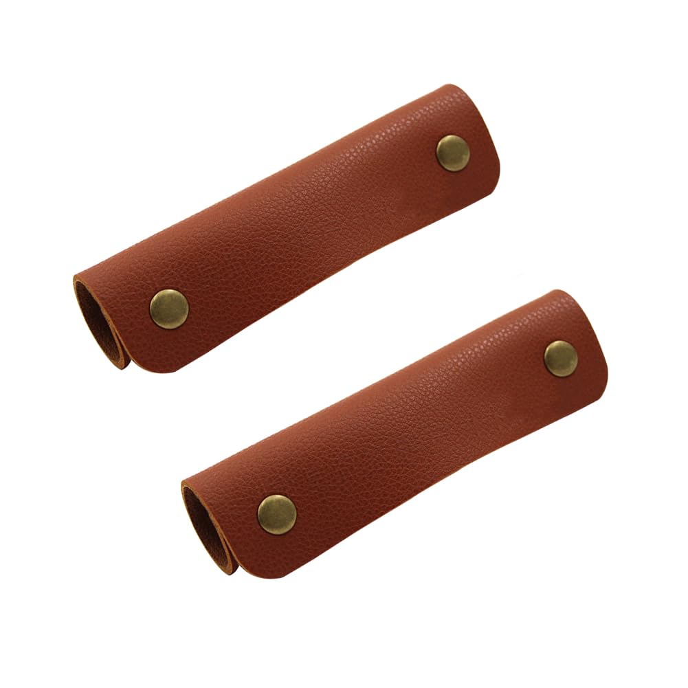 2Pcs Handbag Handle Leather Wrap Cover Purse Wallet Bag Handle Protectors Luggage Bag Grip Protector Saddle for DIY Craft Strap Making Supplies Brown