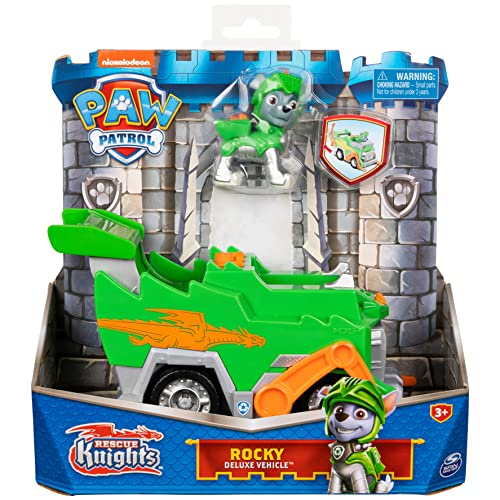 Spin Master 6063588 Paw Patrol Rescue Knights Rocky Transforming Toy Car With Collectible Action Figure #TOP1