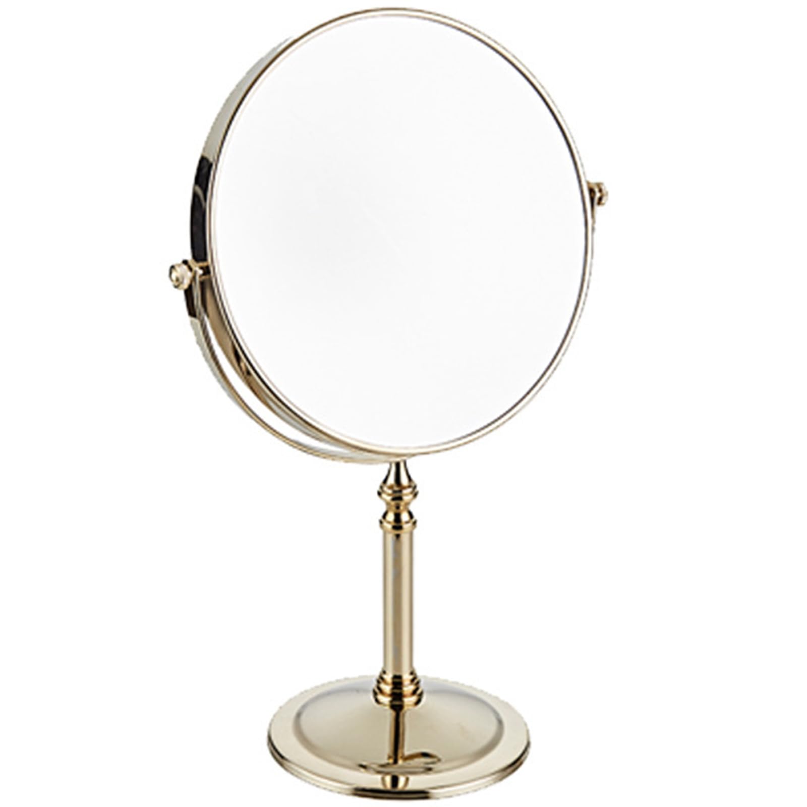 KEYQEEN 8" Tabletop Makeup Mirrors, Double Sided Standing Vanity Mirror with Magnification, Round Swivel Countertop Cosmetic Shaving Mirrors,Gold,7X