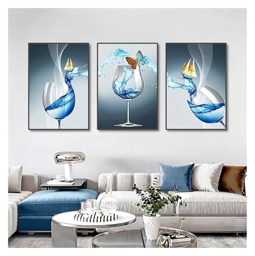 Impression sur toile verre à vin abstrait affiche murale design 50x70 - 3