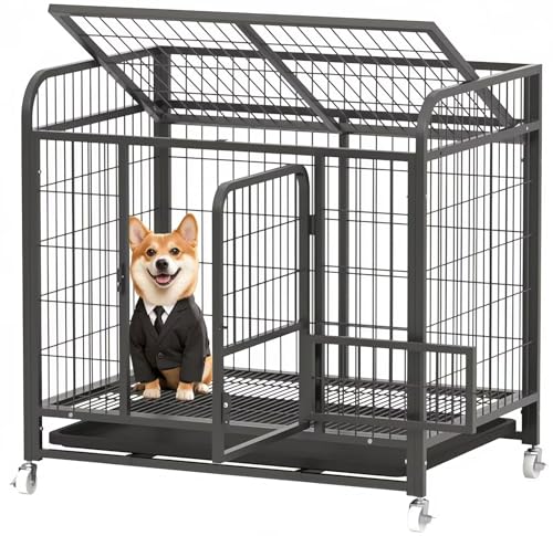 犬のケージ 屋根付き ペットケージ 96*65*90cm