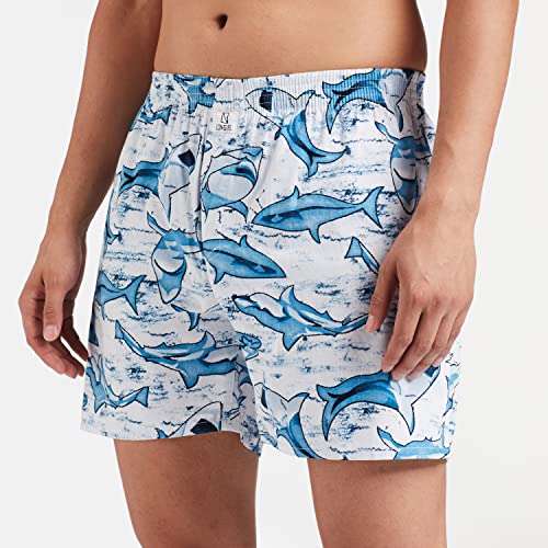 Image of Longies Cotton Mens Boxers Pack of 3 Regular Printed (LGBOXPO3VOO3 G.Blue,White,Maroon3447 L)