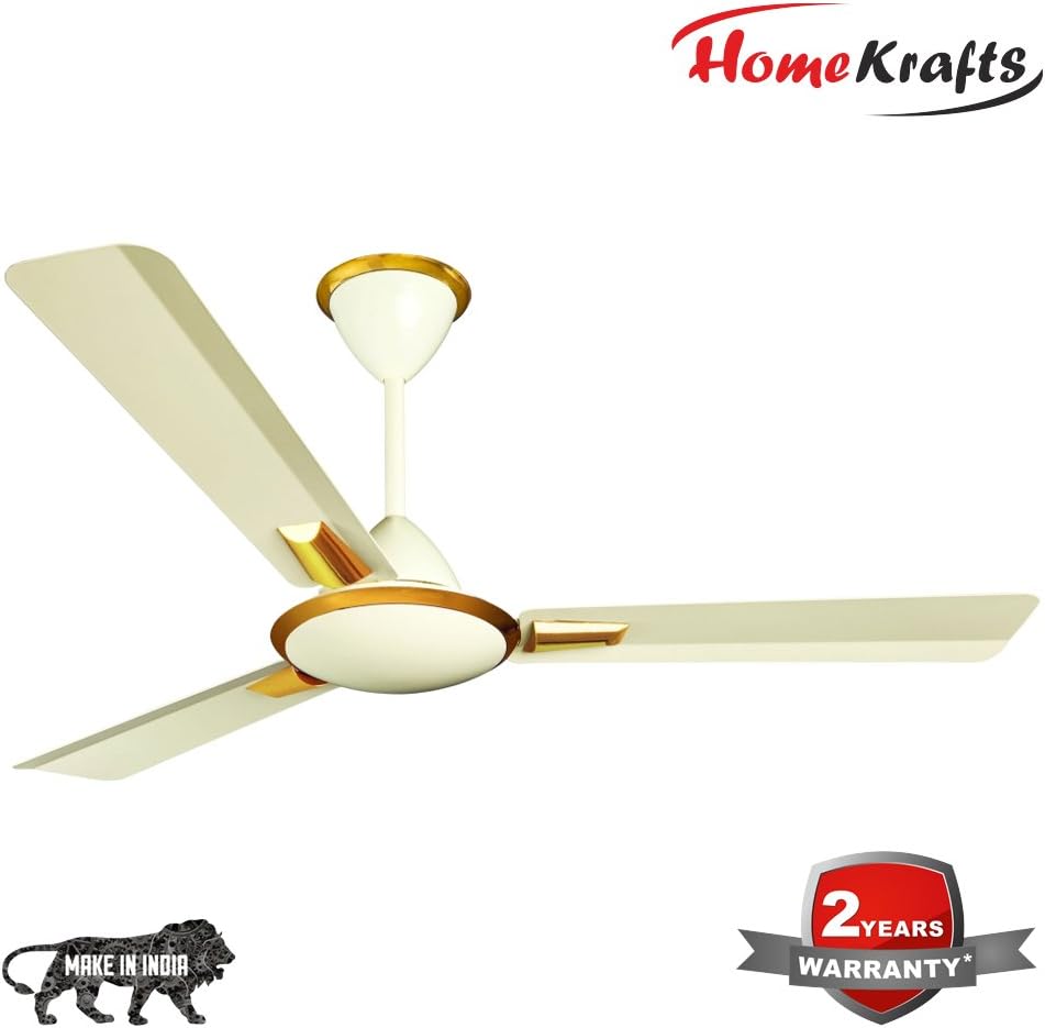 HomeKrafts Solaris 1200mm(48-inch) Copper Winded Energy Saving Ceiling Fan with 3 Aluminium Blades- Ivory