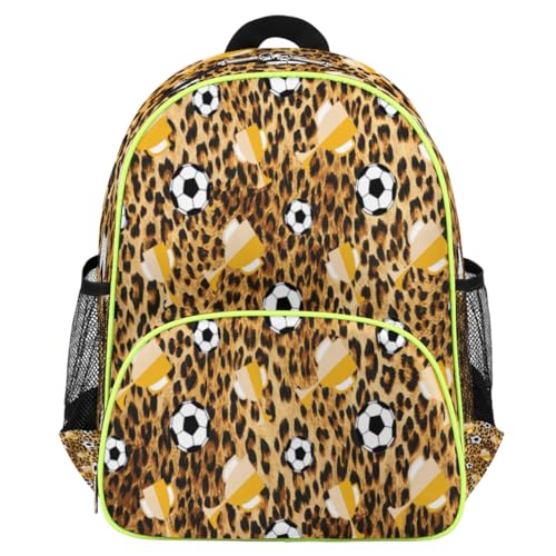 Sac à dos d'école motif football léopard pour enfants et tout-petits