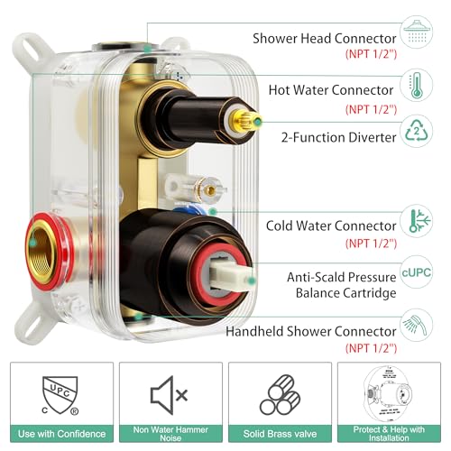Image of SR SUN RISE Shower Faucet - 12 Inch Multifunctional High Pressure Shower Head System with Handheld Shower Head Fixtures - Valve Included - Oil Rubbed Bronze