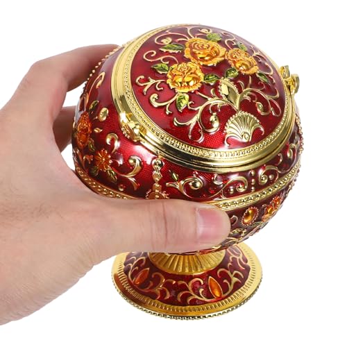 Cendrier vintage avec couvercle rabattable en fer rouge résistant vent