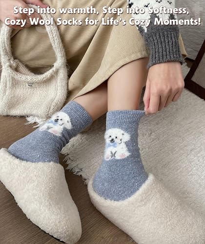 Image of IIG Winter Warm Wool Socks for Women Original Design Trendy Boot Socks Ideal Gift