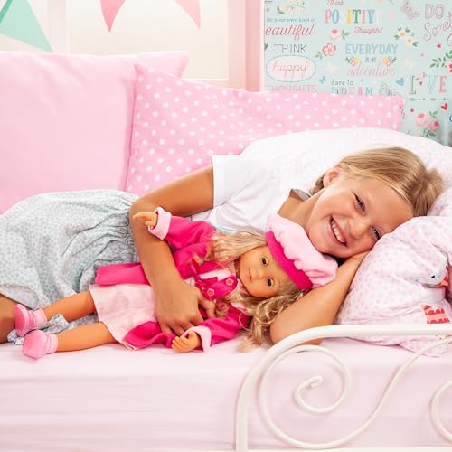 Bayer Design 94635AA Funktionspuppe Charlene Interactive mit Haaren und Schlafaugen, spricht und singt 90 Sätze, 2 Gedichte und 8 Lieder, 46cm, Pink