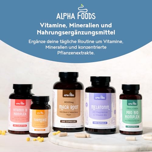 Glucosamin Gelenk-Komplex mit Chondroitin, Vitamin C, Kurkuma & Ingwer | 180 Kapseln | Hochdosiert | Gelenke & Knorpel | Made in Germany | Alpha Foods