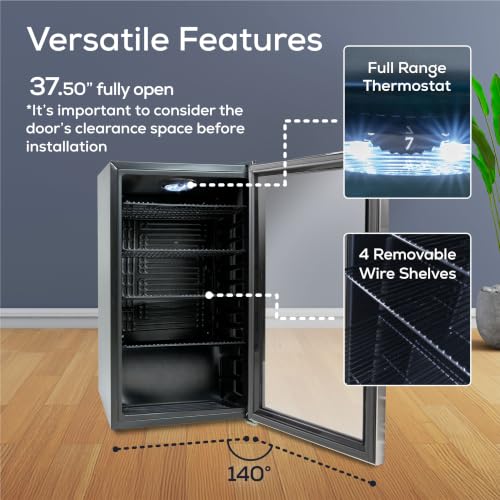 Image of Igloo 3.5 Cu. Ft. Mini Fridge - Stainless Steel Single Door Compact Beverage Refrigerator with Shelves for Homes, Dorms & Offices- Keep Snacks and Drinks Cool with Temperature Control Mini Fridge