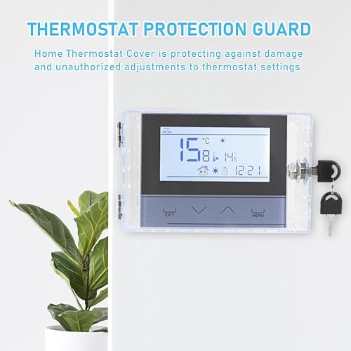 Miniatura 7 de Jaeskeclip Caja de bloqueo de termostato, caja de bloqueo de termostato universal con llave, plástico transparente en la pared, protector de