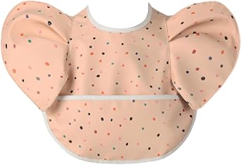 Baby Bibs for Eating Baby Feeding Bibs with Large Food Catcher Waterproof Wipeable Mess Proof Adjustable Fit for 0-5 Years