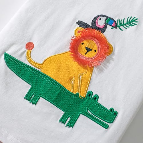 Image of HILEELANG Toddler Boy Summer Short Clothes Sets Cotton Crewneck Tees Shorts Pocket Adjustable Knite Shorts Playwear Sets