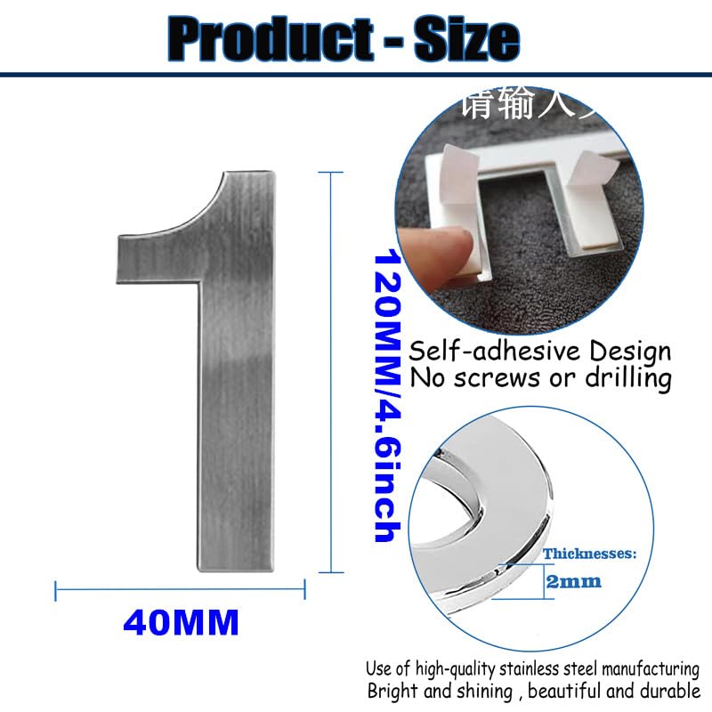 Numeri Civici Adesivi In Acciaio Inox - Altezza 5cm Per Porte E Cassette - Foto 10