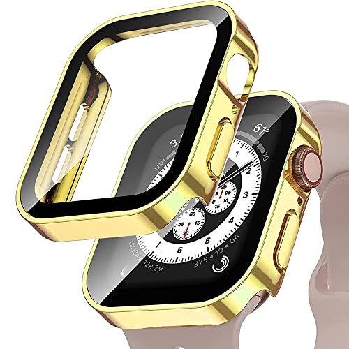 Boîtier de montre étanche 45mm en verre trempé or pour Apple Watch 8