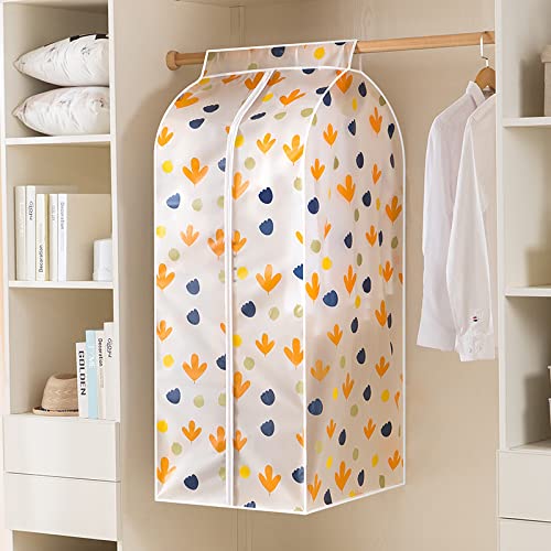 Medesey Grand sac à vêtements (L 60 x 50 x 90 cm) - Rangement à long terme de la veste, du manteau, des robes, du costume Protection contre la poussière, des dommages, motif orange transparent Cover