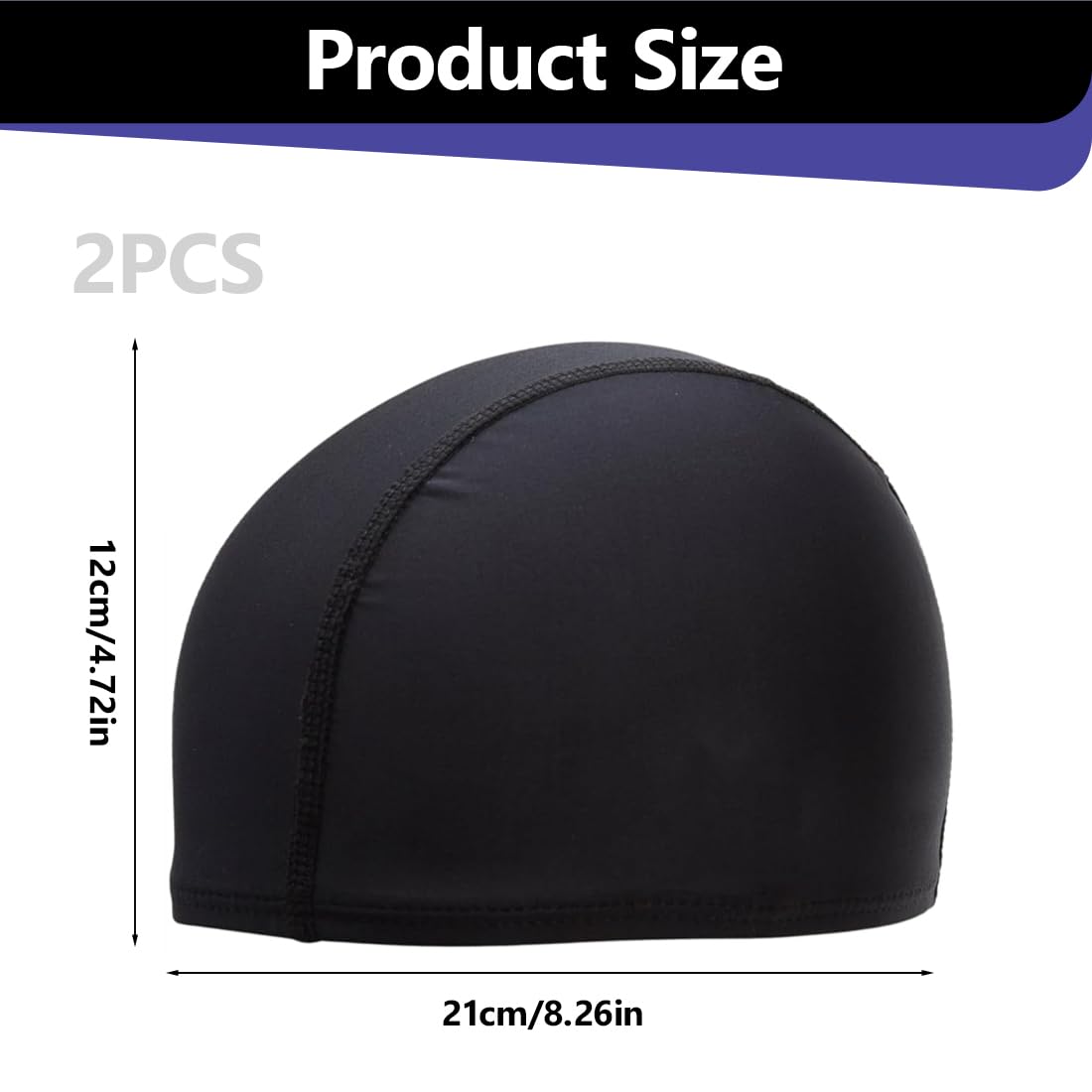 Paquete de 2 Gorros de Natación para Hombres y Mujeres, Elástico y Cómodo, Unisex para Adultos y Niños, Apto para Cabello Largo, Piscina Hombre, Swimming Cap (Negro + Azul Marino)
