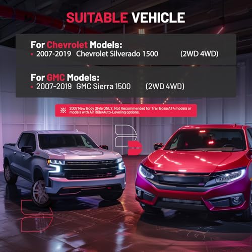 Image of BDFHYK 3 inch Front and 3 inch Rear Leveling Lift Kits Compatible with Chevrolet Silverado 1500 Compatible with GMC Sierra 1500, Suspension Lift Kit Set for 2007-2019 Silverado 1500 2WD 4WD
