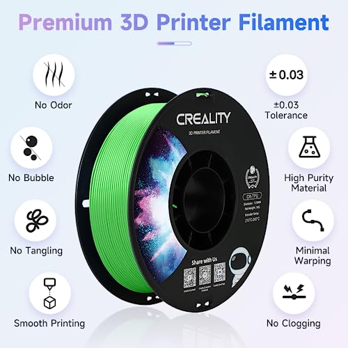 Image of Official Creality TPU Filament, Flexible 3D Printer Filament 1.75mm, 95A Shore High Hardness & Resilience, Dimensional Accuracy + /- 0.03 mm for Most FDM 3D Printers