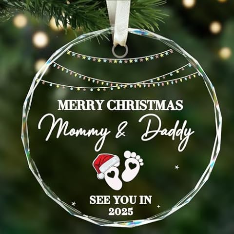 Gifts for Expecting Parents - Pregnancy Announcement for Husband Wife Family,Gender Reveal Gifts,Pregnancy Gifts for Expecting Mom, Gifts for New Mom, New Dad, Mom to Be, New Parents - Glass Ornament Cover