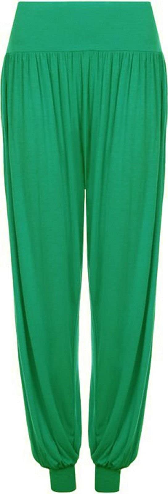 Crazy Girls Girls Green Plain Crazy Womens Hareem Trouser Ladies Plain Baggy Harem Ali Baba Casual Pants, Green - Plain, Sm (Uk 8-10)