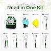 Gardening Tools Set with Bag 8 PCS Heavy Duty Stainless Steel Garden Hand Tools Kit, Ergonomic Non-Slip Handles, Rust-Proof, Includes 15 Plant Tags Gardening Gift for Women & Men