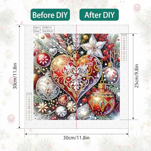 Image of 5D Special Shape Diamond Art Kits for Beginners, Diamond Art Painting Kits for Adults, Crystal Rhinestones Diamond Painting for Home Wall Christmas Decoration Gift 11.8x11.8 inch, Christmas Balls
