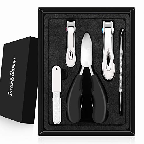 Nail Clippers for Thick Nails, Big Fingernail Clippers for Men,Women, Toe nail Clippers for Thick,Hard,Ingrown Nails (5in1)