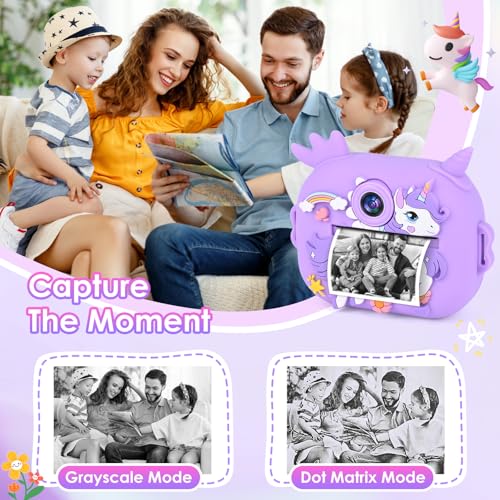Camara Fotos Infantil Instantanea, Ambesty Camara Fotos Infantil, 2.4" HD Cámara Instantánea con Tarjeta 32GB y Papel de Impresión, 1080P HD Video Cámara, Regalos para Niños y Niñas de 3-12 (Púrpura) - imagen 8