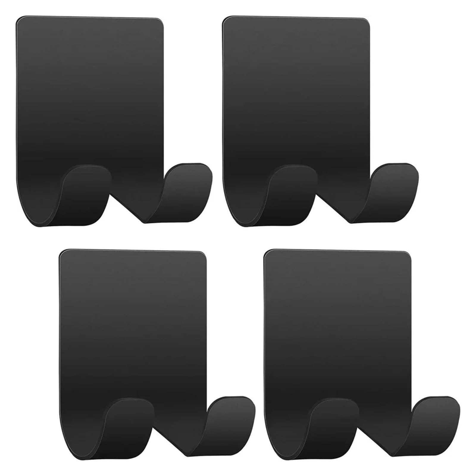 Janxelnova Black 4 Pack 304 Stainless Steel Stand Self Adhesive Hanger Shaver Hook Heavy Duty Storage Holder Black Hook Bathroom Organizer Wall Hooks(Black 4 Pack)
