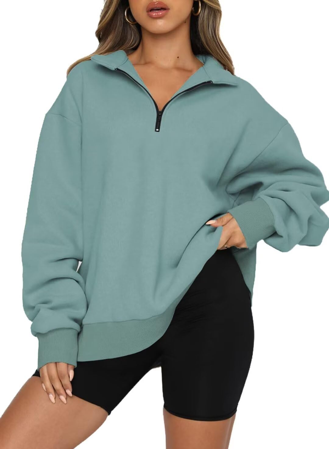 BLENCOT Women's Half Zip Quilted Sweatshirt
