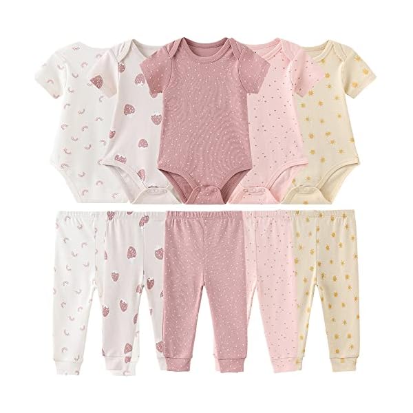 Baby Layette Set Baby Boys' 9-Piece Bodysuits Pants Set Toddler Girl Boy Unisex Baby Gift Sets