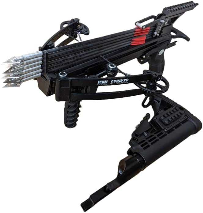 Detachable Buttstock for Mini Striker Pistol Crossbows, Forward Limb and Reverse Draw