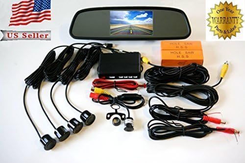 Sunframe® Complete Car Reversing kit- 4.3 Inch TFT LCD Rearview Mirror Monitor, Backup Camera, 4 Parking Sensors Alarm