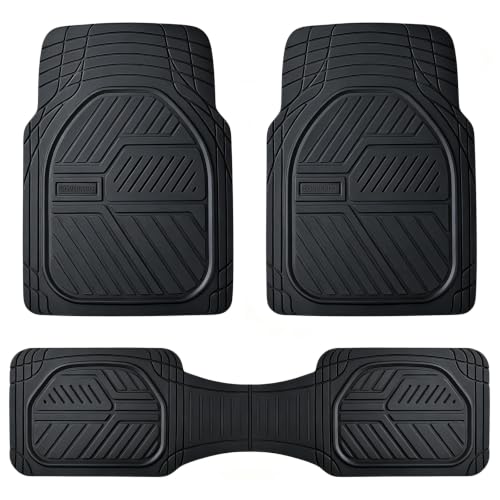 Image of Coverado Car Floor Mats All Weather Waterproof Deep Dish Anti-Slip Car Mats Full Set, Heavy Duty Rubber Floor Mats for Cars, Universal Trim to Fit Automotive Floor Mats for Cars Trucks SUV, Black