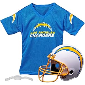 Franklin Sports boys Franklin Sports NFL Los Angeles Chargers Helmet Jersey Set, Team Specific, One Size US