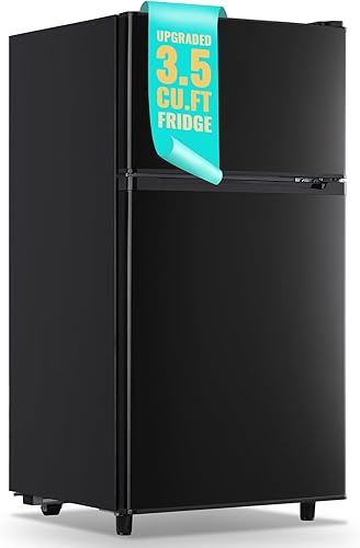 WANAI Refrigerador pequeño con congelador de 3.5 pies cúbicos, mini refrigerador con congelador en la parte superior, doble puerta, pequeño