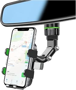 XINLIYA Rearview Mirror Phone Holder, 360° Rotatable and Retractable Car Phone Mount, Multifunctional Rear View Mirror Holder, Adjustable Cell Phone Holder for All Smartphones