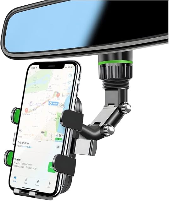 XINLIYA Rearview Support de téléphone miroir, 360° Support de téléphone de voiture rotatif et rétractable, porte rétroviseur multifonctionnel, porte-téléphone portable réglable pour tous les smartphones