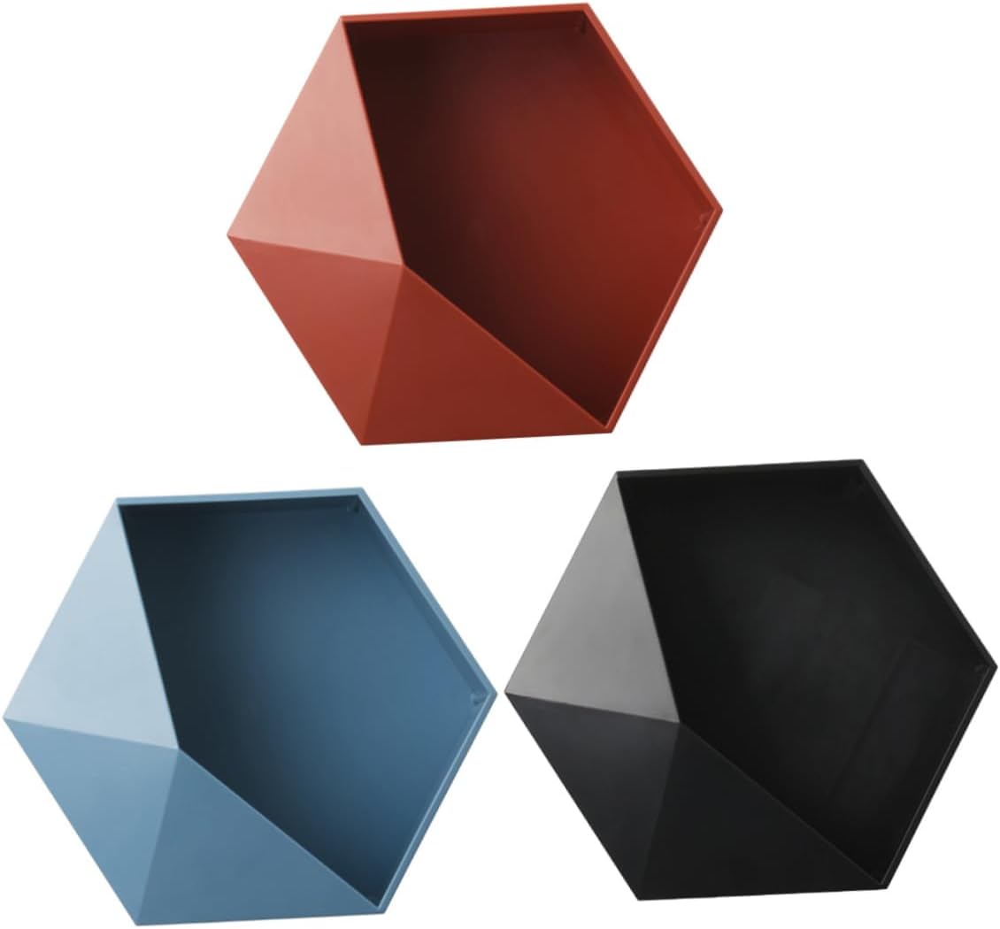 Hexagon Storage Geometric Shelf Plastic Organizer for Home Decor Living Bedroom and Corridor Use Black