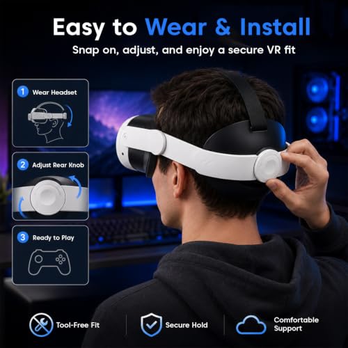 Image of Sounce Head Strap for Meta Quest 3 /3S - Adjustable Replacement VR Strap with Ergonomic Cushion, ABS Build, Lightweight Comfort Fit, No-Tool Install, VR Accessories (No VR Headset Included) | White