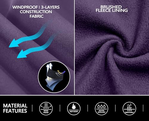 Little Donkey Andy Women's Fleece Lined Waterproof Softshell Pants Hiking Ski Snowboarding Pants Dark Purple Size M - Thumbnail 5