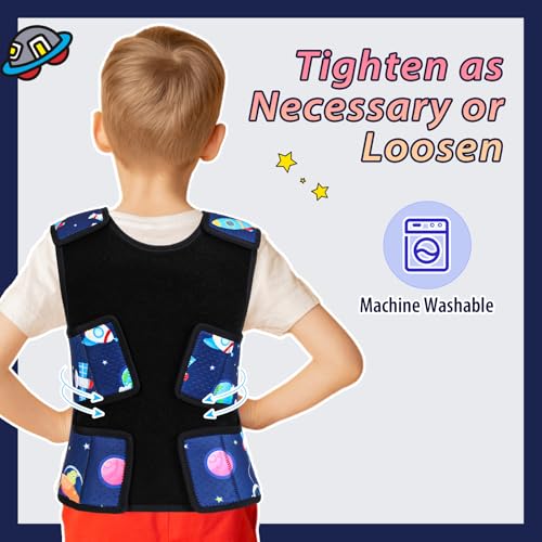 Image of Janmercy Kids Compression Vest Ages 2 to 9 Soft Adjustable Breathable Neoprene Comfort Vest for Boys Girls School Home Daily(Outer Space,Small)