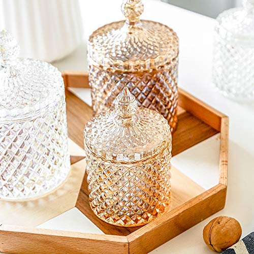 Youdirect Apothecary Jars, 20 Oz Glass Jars With Lids, Luxurious Crystal Bathroom Canisters Storage Organizer For Bath Salts/Bombs Cotton Balls/Swabs/Makeup Sponges (Rose Gold) #TOP5