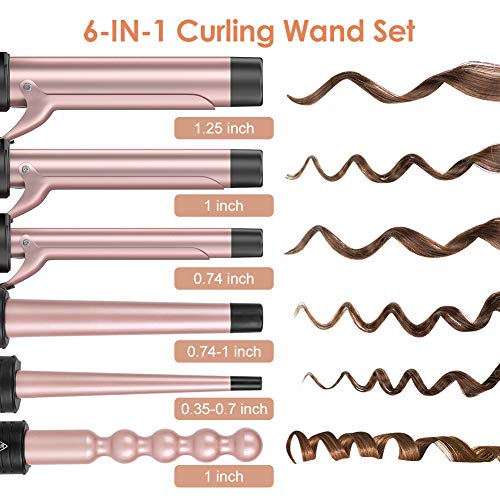 Duomishu 6-in-1 Curling Iron, Professional Instant Heat Up Hair Curling Wand Set の商品画像 1