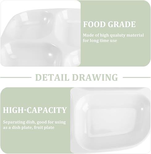Miniatura 4 de DOITOOL Platos divididos de plástico blanco con 4 compartimentos para adultos, plato de ensalada dividido, bandeja de postre, bandeja separadora de