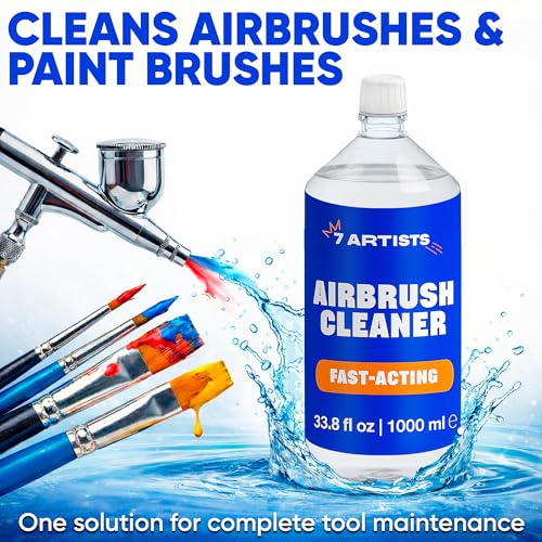 7 Artists Airbrush Cleaner Solution 33.8-Ounce (1000 ml) - Fast-Acting Cleaner for Airbrushes & Paint Brushes – Professional Air Brush Cleaning for Acrylic Paint & Clog Removal - Thumbnail 4
