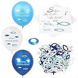 ✞Kommunion deko Ballons: 12 Kommunion deko Ballons, Der Hingucker für Ihre Tischdekoration. dunkelblau hellblau weiße 4 stück pro farbe. Bestehen aus 100% Naturlatex und sind solide und langlebig, ungiftig und umweltfreundlich sowie sicher zu verwenden.